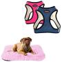 Poohoo 2 Pack Step-in Double Layers Mesh Dog Vest Harness Adjustable for Small Medium Dogs (L(Chest:19.2''-21.7''), Pink and Blue),Poohom Soft Plush Dog Bed,Dog Crate Bed Pet Cushion Pet Pillow Bed Wash