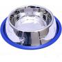Set of 2 Etched Stainless Steel Dog Bowls, Easy to Clean, Bacteria & Rust Resistant, with Non-Skid No-Tip Silicone Ring, Feeding Bowls for Dogs (2 Pak / 32oz Each Bowl)