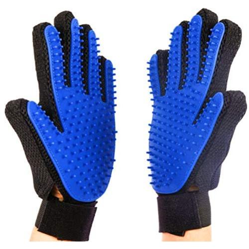 Teenway Pet Grooming Glove 1Pair - Pet Hair Remover Glove Bath Glove - Gentle Deshedding Efficient Pet Mitt - Pet Massage Glove - Designed for Medium and Long Haired Cats Dogs and Other Pets
