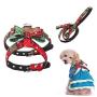 SYOOY Pet Christmas Harness Escape Proof Bow Knot Chest Strap Harness Soft Cloth Snow Pattern Collar Small and Medium-Sized Dog New Pet Pawty Supplies