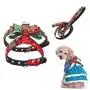 SYOOY Pet Christmas Harness Escape Proof Bow Knot Chest Strap Harness Soft Cloth Snow Pattern Collar Small and Medium-Sized Dog New Pet Pawty Supplies
