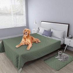 Easy-Going 100% Waterproof Dog Bed Cover Furniture Protector Sofa Cover Non-Slip Washable Reusable Incontinence Bed Underpads for Pets Kids Children Dog Cat(96x82 in,Greyish Green)