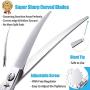 PURPLEBIRD Downward Curved, Straight Dog Grooming Scissors Pet Cutting, Thinning, Chunker Shears Professional Safety Shearing for Dogs Cats Face Paws 6.5 Inch, 7 Inch Japanese Stainless Steel Silver