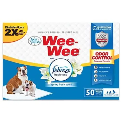 Wee-Wee Puppy Training Pee Pads 50-Count 22'' x 23'' Standard Size Pads with Febreze