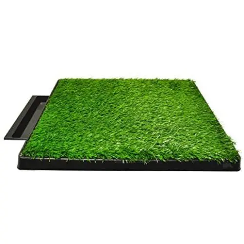 Downtown Pet Supply Dog Pee Potty Pad, Bathroom Tinkle Artificial Grass Turf, Portable Potty Trainer (20 x 25 Inch with Drawer)