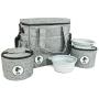 Top Dog Travel Bag - Airline Approved Travel Set for Dogs Stores All Your Dog Accessories - Includes Travel Bag, 2X Food Storage Containers and 2X Collapsible Dog Bowls - Gray