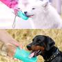 Portable Dog Water Bottle with Collapsible Bowl, FineGood 2.76'' Big Trough 12OZ Leak Proof Pet Travel Drinking Bottle for Small Cat Puppy for Outdoor Hiking Walking