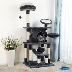 FEANDREA Cat Tree Multi-Level Cat Play House Sisal Scratching Pad and Posts PCT25G