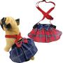 FunnyDogClothes Pack of 2 Dog Skirt Female Diapers with Suspenders for Small and Large Pet 100% Cotton Plaid Tartan Blue Red (XL/XXL Waist 22''- 32'')