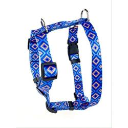 No Pull Multi-Point Adjustable No Escape Dog Harness by Fearless Pet Front Clip Back Clip Dog Harness (Blue Aztec, Small (14-20'' Girth))