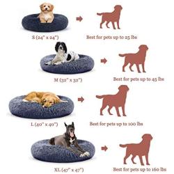 jincheng Calming Dog Bed Cat Bed Donut, Faux Fur Pet Bed Self-Warming Donut Cuddler, Comfortable Round Plush Dog Beds for Large Medium Small Dogs and Cats (24''/32''/40'')