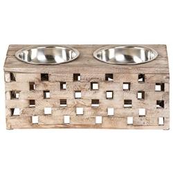 Huntley Pet Elevated Dog and Cat Double Bowl Feeder Stainless Steel Bowls