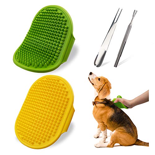 GAGILAND Dog Bath Scrubber Pet Grooming Shedding Brush Comb Soothing Massage Rubber Brushes for Dogs and Cats 2pcs