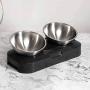 OOFAH Raised Cat Bowls Stainless Steel Material, Tilted Elevated Cat Bowl Food and Water Bowls,Pet Feeding Bowls for Cats and Small Dogs