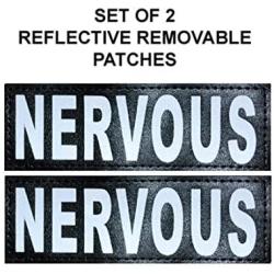 Doggie Stylz Set of 2 Reflective Nervous Removable Patches with Hook Backing for Working Dog Harnesses & Vests. Durable and Interchangeable - Comes in 3 Sizes Small, Medium and Large