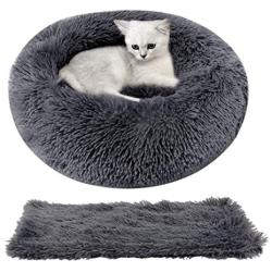 Legendog Cat Bed for Indoor Cats, Warm Cute Cat Bed for Kittens, Cat Bed Round Faux Fur Cat Bed, Anti-Slip Cat Cushion Bed with Soft Pet Blanket