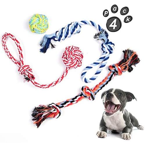 PetiFine Dog Rope Toys, Puppy Teething Toys, Chew Toys, Tug Toys for Puppies Small Medium Dogs, Tough Toys Set for Boredom, Durable Dog Tug of War Toy Rope(4, Pack)