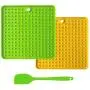 Naluclaz Dog Lick Mat(2 Pieces)+ Spatula, Relieve pet Anxiety, Slow Feeder, Peanut Butter Silicone Pad, Suitable for Pet Bathing, Training and Grooming(Yellow and Green) Naluclaz Dog Lick Mat(2 Pieces)+ Spatula, Relieve pet Anxiety, Slow Feeder, Peanut Butter Silicone Pad, Suitable for Pet Bathing, Training and Grooming(Yellow and Green)