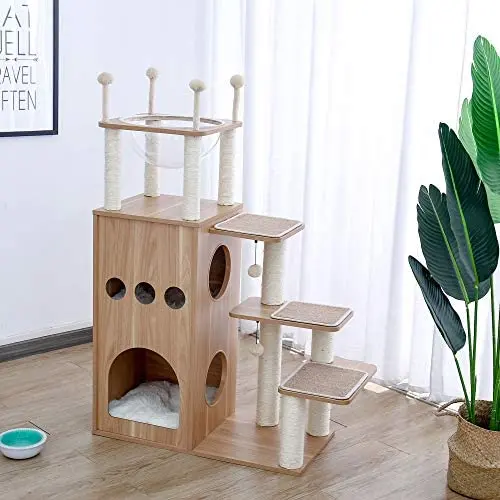 Xinyu Cat Tree Modern Cat Tower Featuring with Fully Sisal Covering Scratching Posts, Deluxe Condos and Large Space Capsule Nest Xinyu Cat Tree Modern Cat Tower Featuring with Fully Sisal Covering Scratching Posts, Deluxe Condos and Large Space Capsule Nest