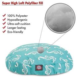 Teal Sea Horse Large Round Indoor Outdoor Pet Dog Bed With Removable Washable Cover By Majestic Pet Products