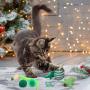 Sanlebi Christmas Cat Toys Stocking - 6 PCS Pet Cat Assorted Indoor Interactive Toys with Bell X-mas Gift Set for Kitten Kitty