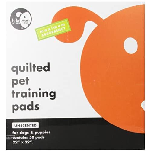 Lola Bean International 22-Inch by 22-Inch Quilted Pet Training Pads, Unscented, 50 Count