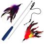 Pet Fit For Life Multi Feather Teaser and Exerciser for Cat and Kitten - Cat Toy Interactive Cat Wand