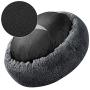 SAVFOX Long Plush Comfy Calming & Self-Warming Bed for Cat & Dog, Anti Anxiety, Furry, Soothing, Fluffy, Washable, Abbyspace, Marshmellow Pet Donut Bed