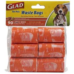 Glad for Pets Extra Large Tropical Breeze Scented Dog Waste Bags Refills | Poop Bags For Dogs, 90 Count (FF8649)