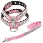 Newtensina Fashion Puppy Harness with Diamantes and Lead Cute Girl Bling Dog Harness with Bling Leash for Small Dogs