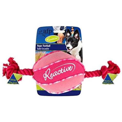 ALL FOR PAWS Reactive Rope Football, Pink Dog Toy