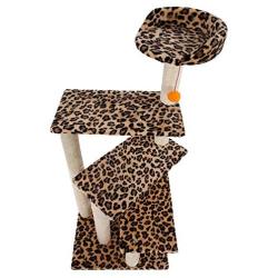 43'' Cat Tree Tower Condo Furniture Scratching Post Pet Play House Leopard Print