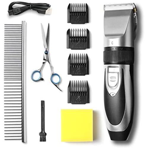 Lttrbx Dog Clippers Grooming Kit Low Noise Pet Hair Trimmer Rechargeable Cordless Dog Hair Remover Pet Professional Grooming Tool with Comb Guide for Pet Dogs Cats and Other Hairy Animals Horse