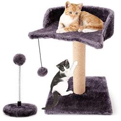 VARWANEO Cat Scratching Post for Small Kitty,with Sisal Covered Climbing Activity Tower Natural Jute Fiber 2-in-1 Scratching Post and Bed
