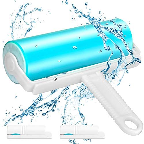 Pet Hair Remover & Lint Roller, Remove Dog, Cat Hair, and Fuzz from Furniture, Carpets, Bedding, Clothing, and More. (1L+2s) (Blue)