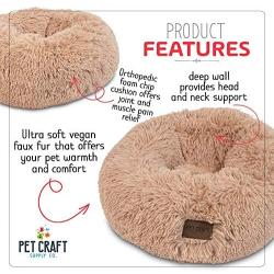 Pet Craft Supply Ultra Soft Plush Calming Medium Small Breed Dog and Cat Bed with Ultra Soft Bonus Blanket