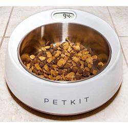 PETKIT FRESH METAL Large Anti-Bacterial Machine Washable Smart Food Weight Calculating Digital Scale Pet Cat Dog Bowl Feeder w/ Inlcuded Batteries and Ejectable Stainless Bowl, One Size, Wood