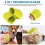 Upgrade 2 in1 Dog Paw Cleaner, Pet Grooming Brush, Portable Pet Paw Cleaner, with Towel, Suction Cup Hookand Finger Toothbrush, Soft Silicone Dog Foot Washer for Dog Cat Grooming with Muddy Paws-S