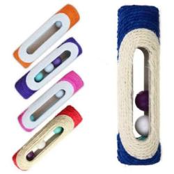 Pet Cat Rolling Sisal Scratching Post Trapped With 3 Ball Training Funny Toys [color-Random]