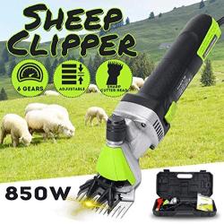 AA- cattle dog grooming DDOTJ Electric Sheep Clipper, Goat Shearing Machine 850W 220V 6 Speed Regulating Shears Cutter Wool Scissor with Box (13 Curved Teeth Blade)