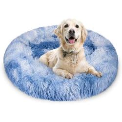 JOEJOY Calming Dog Beds Donut Cuddler, 16/20/23/30inch Round Pet Cat Bed Faux Fur Anti-Anxiety Machine Washable Warming Fluffy Orthopedic Puppy Beds with Muti-Color for Large Medium Dogs and Cats