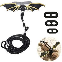 TUOKING Adjustable Lizard Leash and Harness Set Bearded Dragon Leather Wings, S, M, L, 3 Pack