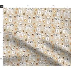 Spoonflower Fabric - Tzu Coffee Cute Toy Breeds Dog Coffees Pet Portrait Printed on Performance Piqué Fabric by The Yard - Performance Athletic Apparel Fashion