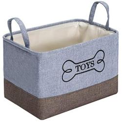 Morezi Durable Canvas Dog Toy bin Storage with Handle, Puppy Toy Basket, Doggie Toy bin - Idea for Carry Small Dog Puppy Toys, Blankets, Diaper, leashes and Dog Stuff