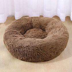 Blusea Donut Cuddler Pet Bed, Self Warming Cat Bed, Ultra-Soft Dog Calming Cushion Kennels, Washable Round Plush Sofa Bed for Cats Dogs Kittens Puppies Indoor, Diameter 15.7- 39.4