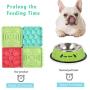 Slow Feeder Dog Bowls, Lick Mat Dog Bowl 4-in-1 Dog Licking Pad with Suction Cup, Silicone Non Slip Dog Lick Bowl with Small Silicone Spatulas for Grooming, Pet Bathing,Training