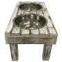 Huntley Pet Berjen Table Elevated Double Bowl Pet Feeder, White Wash Huntley Pet Berjen Table Elevated Double Bowl Pet Feeder, White Wash