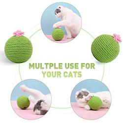 Cat Toy Sisal Cactus Ball Scratching Bell Ball Eco-Friendly Natural Pets Toy Interactive Toy Bite and Wear Durable Resistant