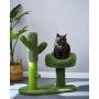 LUCKITTY Large Catcus Cat Scratching Post Tree with Play Ball and Bed Green-Cactus Cat Scratcher Protect Your Furniture with Natural Sisal Scratching Posts Pads and Bed