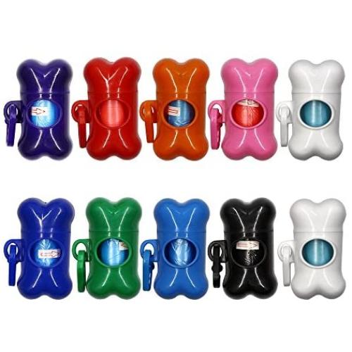 M-Aimee 10 Pack Bone Shaped Pet Waste Disposal Dog Poop Bags Dispenser, Random in Color M-Aimee 10 Pack Bone Shaped Pet Waste Disposal Dog Poop Bags Dispenser, Random in Color